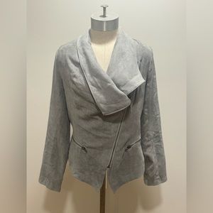 Women’s Rampage Suede Moto Style Jacket Blazer size medium motorcycle grey